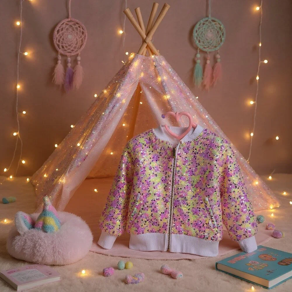 Spring Pink Sequin Girls Jacket NWT